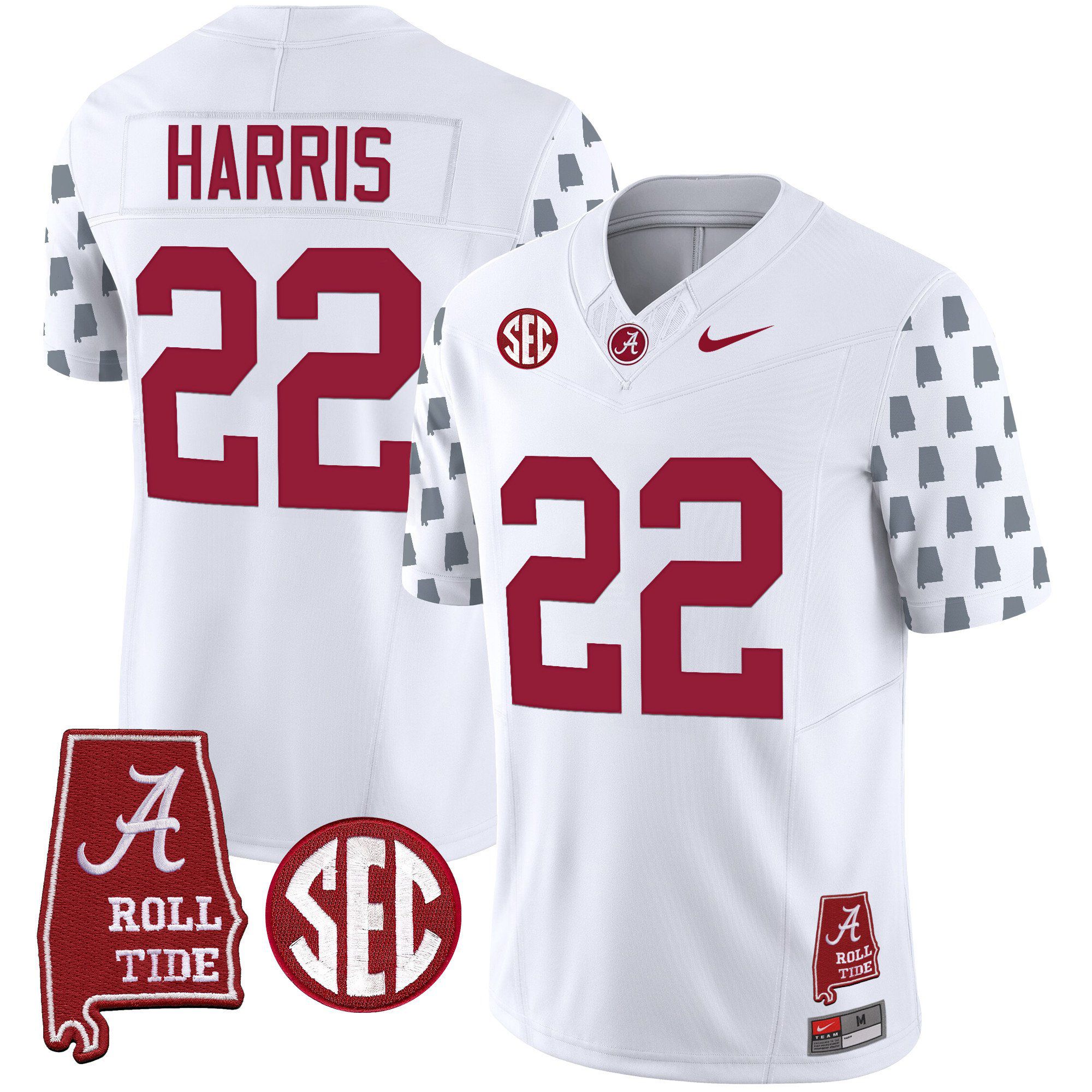 Men Alabama Crimson Tide #22 Harris White Vapor Limited 2024 Nike NCAA Jersey